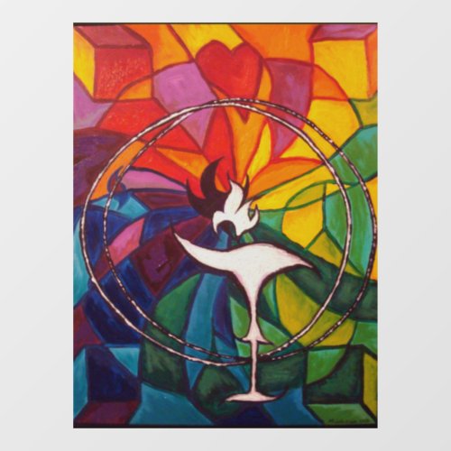 UU Flaming Chalice Stained Glass Window Cling