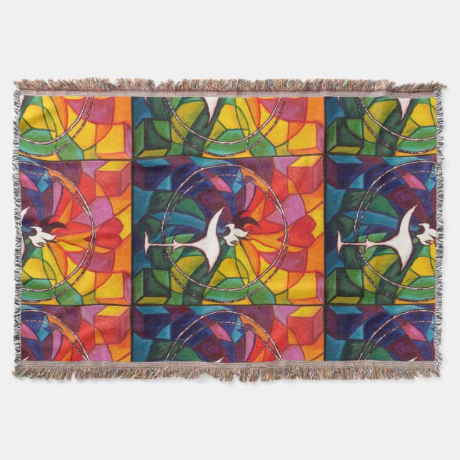 UU Flaming Chalice Throw Unitarian Universalist Throw Blanket (Front)