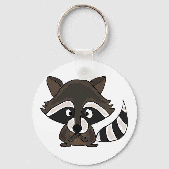 UU- Funny Raccoon Cartoon Art Keychain (Front)