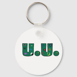 UU Green Religious Symbols Keychain