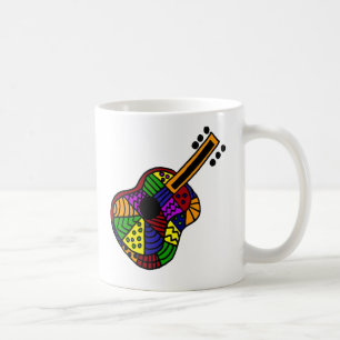 UV- Colorful Folk Art Guitar Design Coffee Mug
