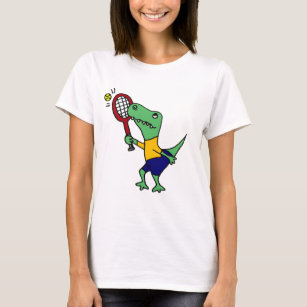 UV- Funny T-Rex Dinosaur Playing Tennis Cartoon T-Shirt