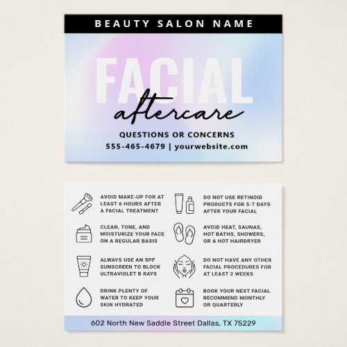 UV Gloss Holographic Facial Aftercare Card