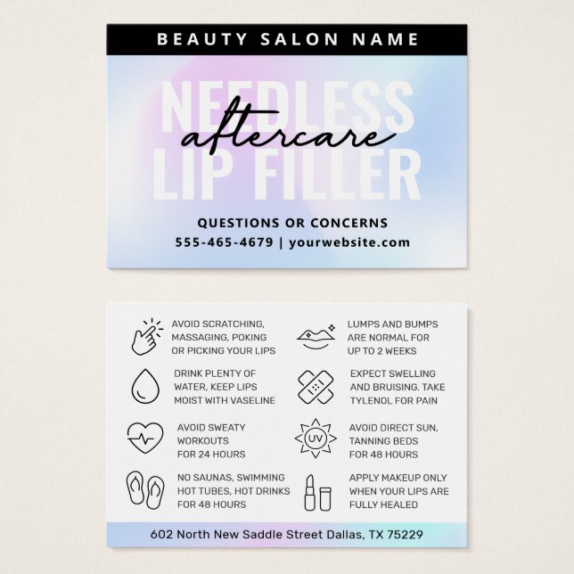 UV Gloss Holographic Needles Lips Filler Care Card (Front & Back)
