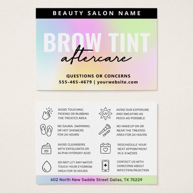 UV Gloss Rainbow Eyebrow Tint Aftercare (Front & Back)