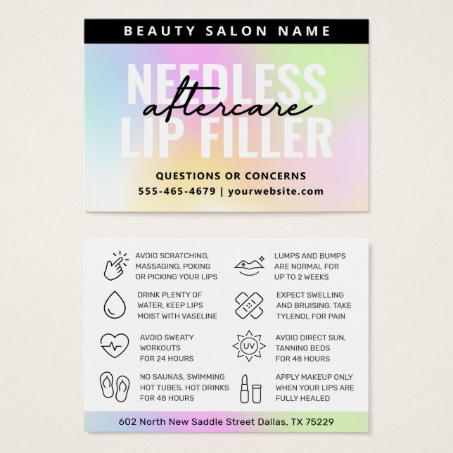 UV Gloss Rainbow Needles Lips Filler Care Card (Front & Back)