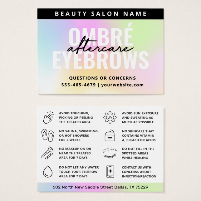 UV Gloss Rainbow Ombre Powder Brows Aftercare (Front & Back)