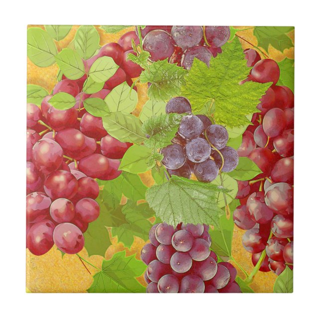 Uvas de Burdeos (Vintage Edition) Ceramic Tile (Front)