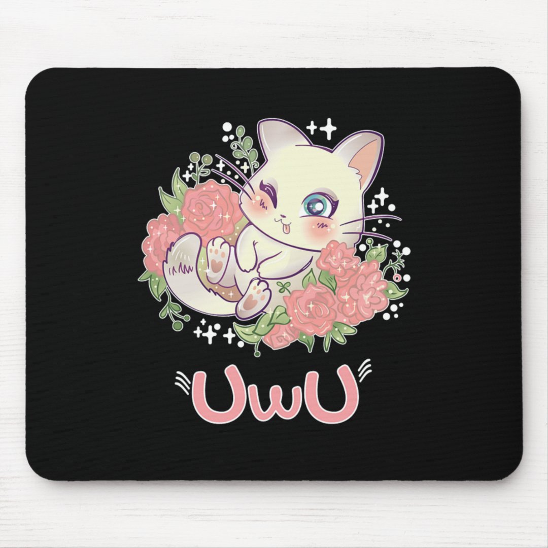 Uwu Cat Kwaii Cute Japan Anime Mouse Pad Zazzle