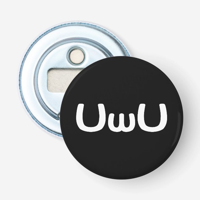 UwU Happy Anime Face Emoticon Bottle Opener (Front)