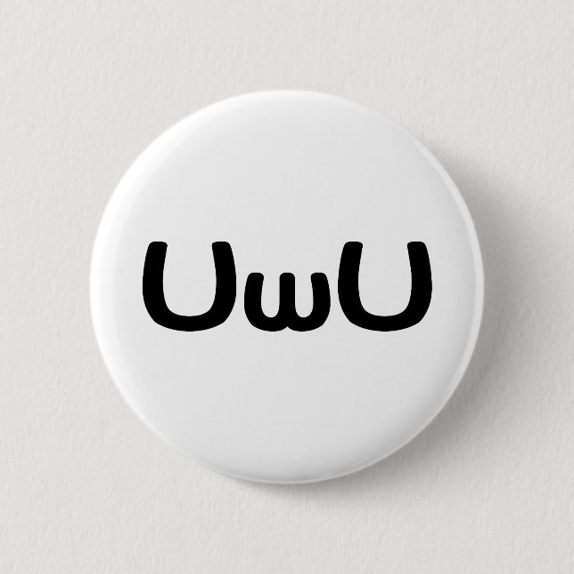 UwU Happy Anime Face Emoticon Button (Front)