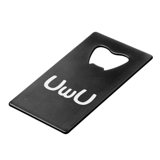 UwU Happy Anime Face Emoticon Credit Card Bottle Opener (Front Angled)