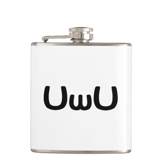 UwU Happy Anime Face Emoticon Flask (Front)