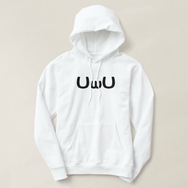 UwU Happy Anime Face Emoticon Hoodie (Design Front)