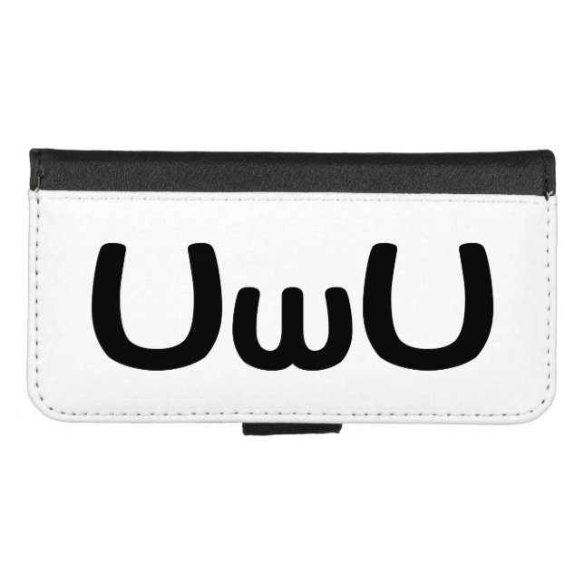 UwU Happy Anime Face Emoticon iPhone Wallet Case (Front (Horizontal))