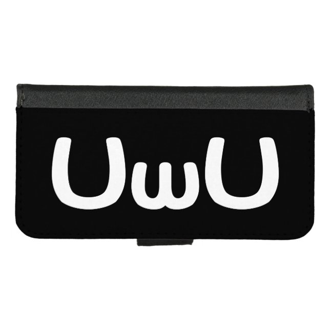 UwU Happy Anime Face Emoticon iPhone Wallet Case (Front (Horizontal))