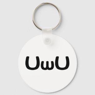 UwU Happy Anime Face Emoticon Keychain