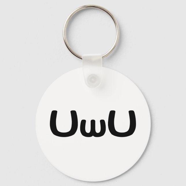 UwU Happy Anime Face Emoticon Keychain (Front)