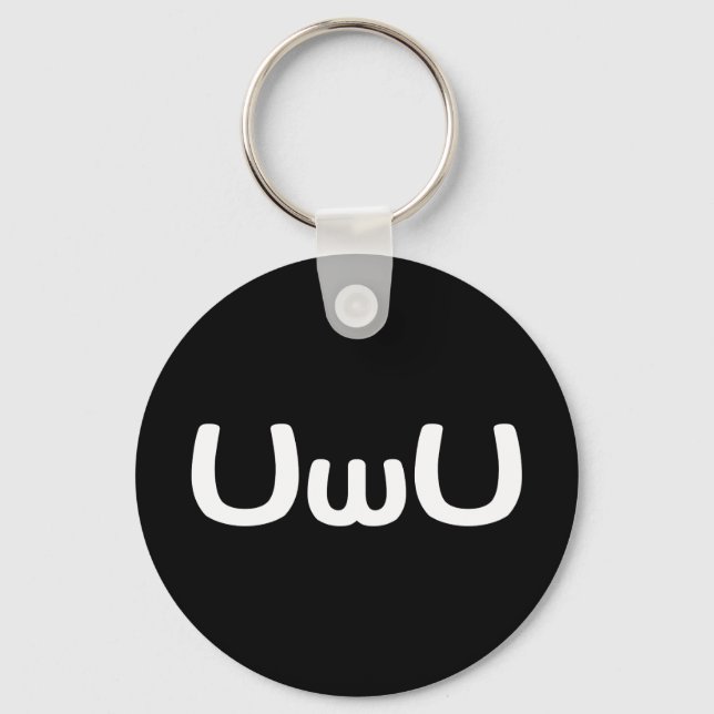 UwU Happy Anime Face Emoticon Keychain (Front)