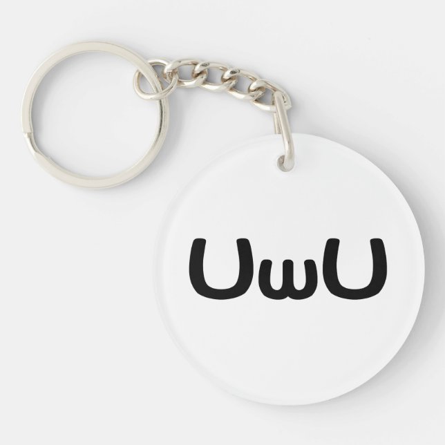 UwU Happy Anime Face Emoticon Keychain (Front)