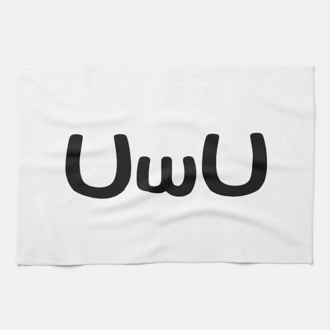 UwU Happy Anime Face Emoticon Kitchen Towel (Horizontal)
