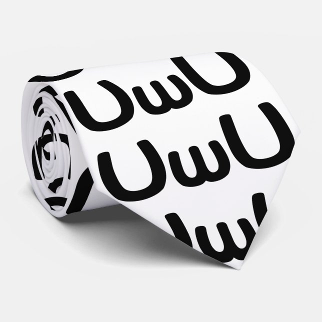 UwU Happy Anime Face Emoticon Neck Tie (Rolled)