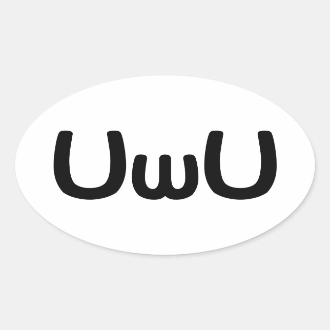 UwU Happy Anime Face Emoticon Oval Sticker (Front)