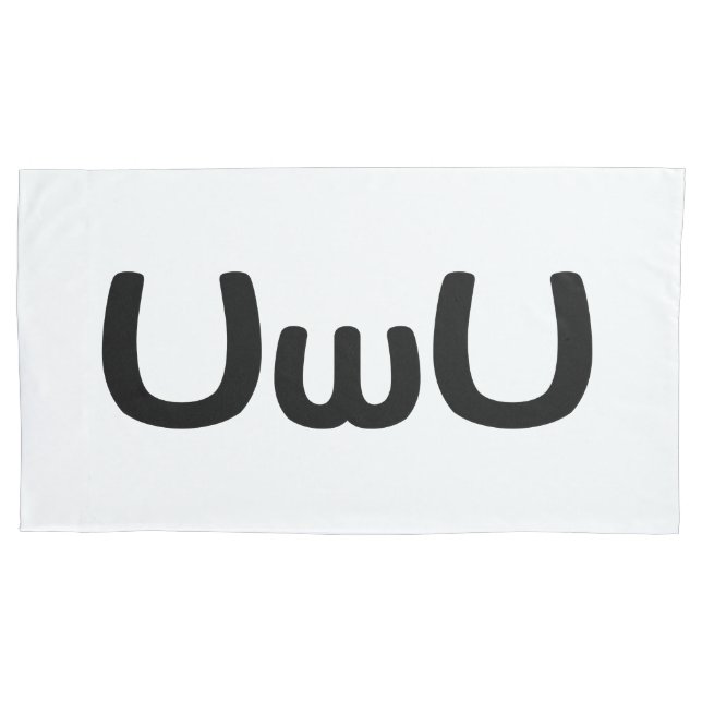 UwU Happy Anime Face Emoticon Pillow Case (Front-Left)