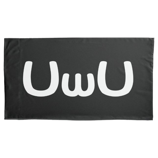 UwU Happy Anime Face Emoticon Pillow Case (Front-Left)