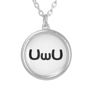 UwU Happy Anime Face Emoticon Silver Plated Necklace