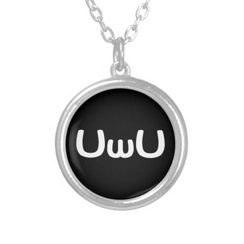 UwU Happy Anime Face Emoticon Silver Plated Necklace