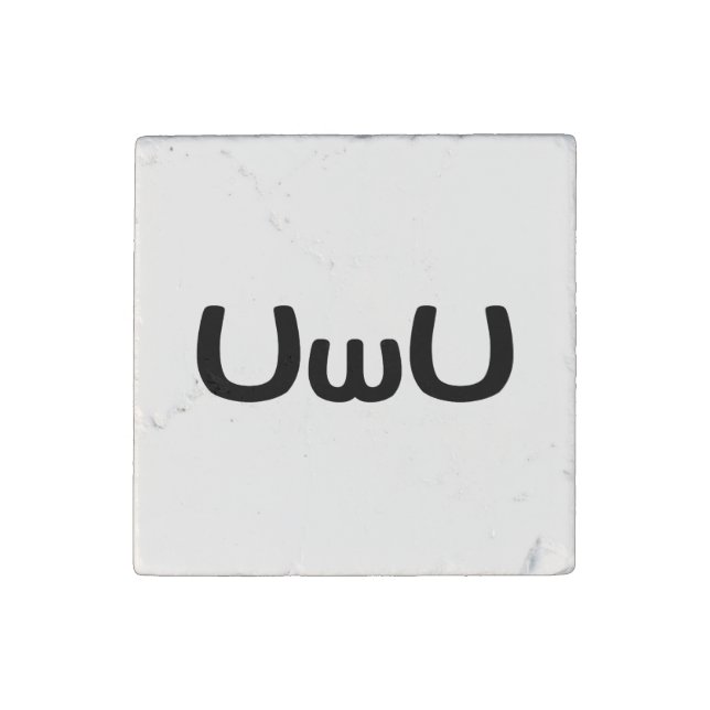 UwU Happy Anime Face Emoticon Stone Magnet (Front)
