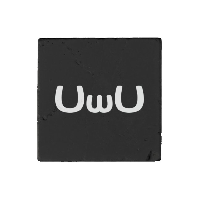 UwU Happy Anime Face Emoticon Stone Magnet (Front)