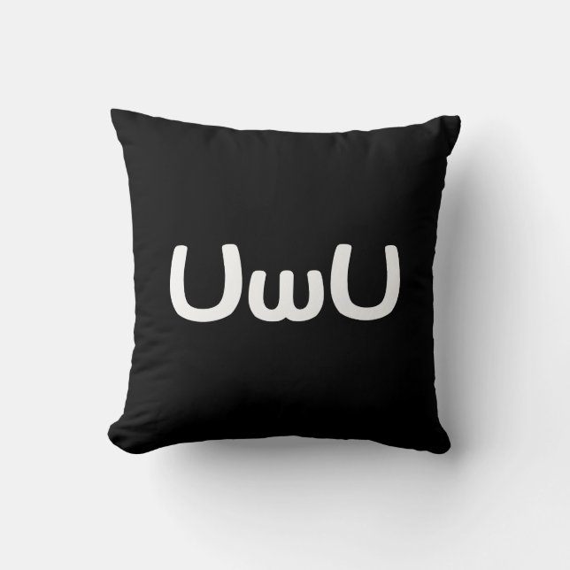 UwU Happy Anime Face Emoticon Throw Pillow (Front)