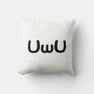 UwU Happy Anime Face Emoticon Throw Pillow