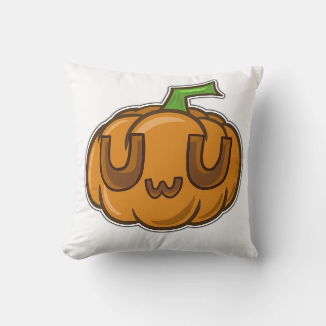 UwU Pumpkin Throw Pillow (Front)