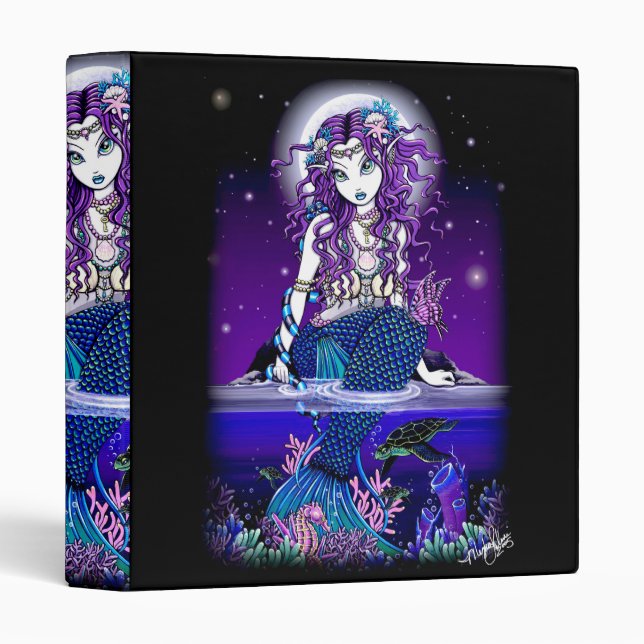 "Uxia" Twilight Moon Gothic Mermaid Avery Binder (Front/Spine)