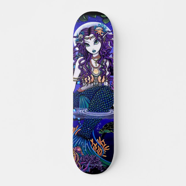 "Uxia" Twilight Moon Gothic Mermaid Skateboard (Front)