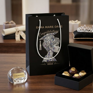 uxury Luxury Rhinestone Graduation Favor Box | Cla Medium Gift Bag