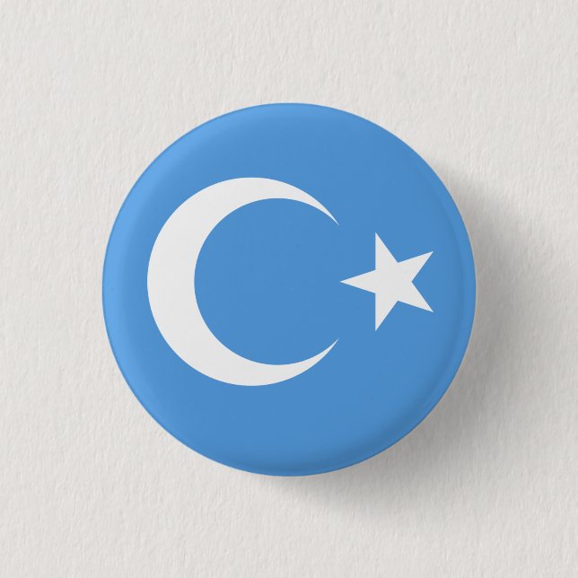 Uyghur/ East Turkestan Flag Button (Front)