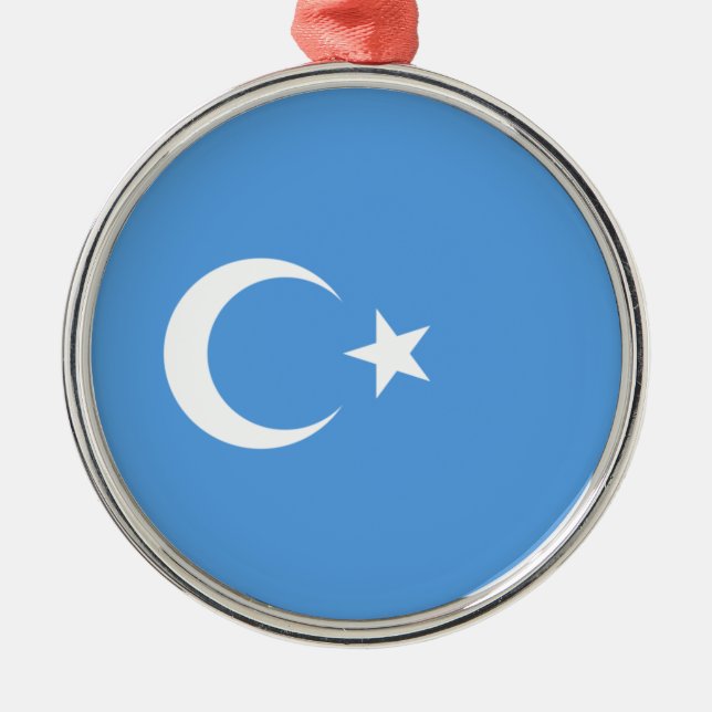 Uyghur Flag of East Turkistan (Uyghuristan) Cerami Metal Ornament (Front)