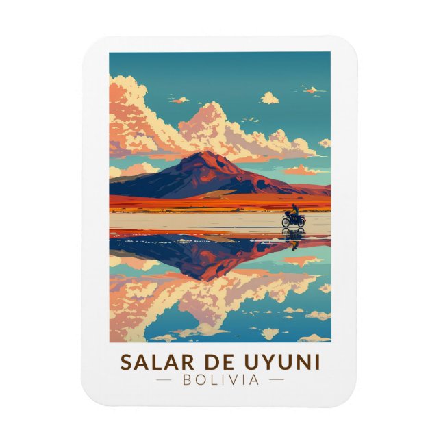 Uyuni Salt Flat Bolivia Motorcycle Travel Art Magnet (Vertical)