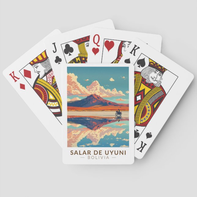 Uyuni Salt Flat Bolivia Motorcycle Travel Art Poker Cards (Back)