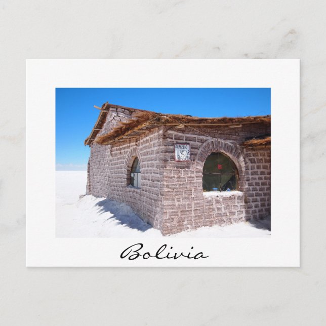 Uyuni salt hotel, Bolivia white postcard (Front)