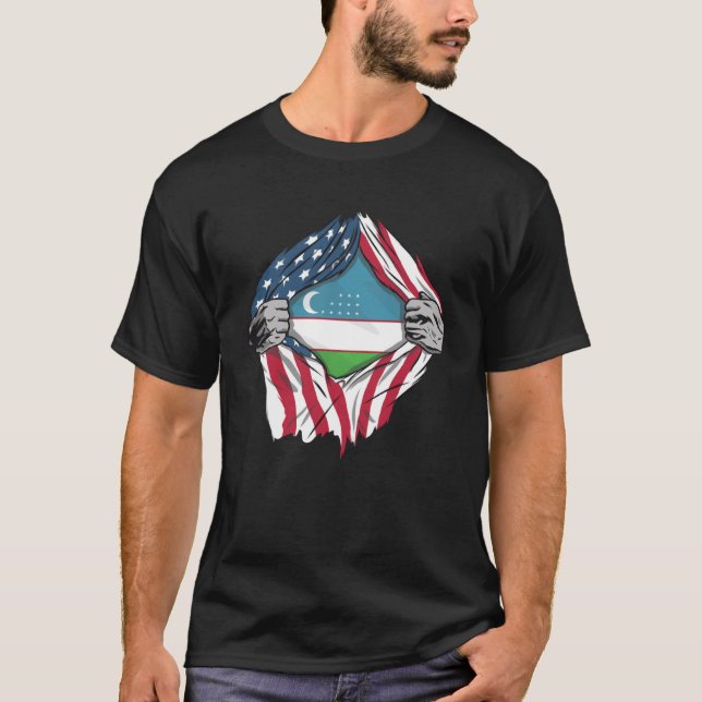 Uzbek Blood Inside Me  Uzbekistan Flag T-Shirt (Front)