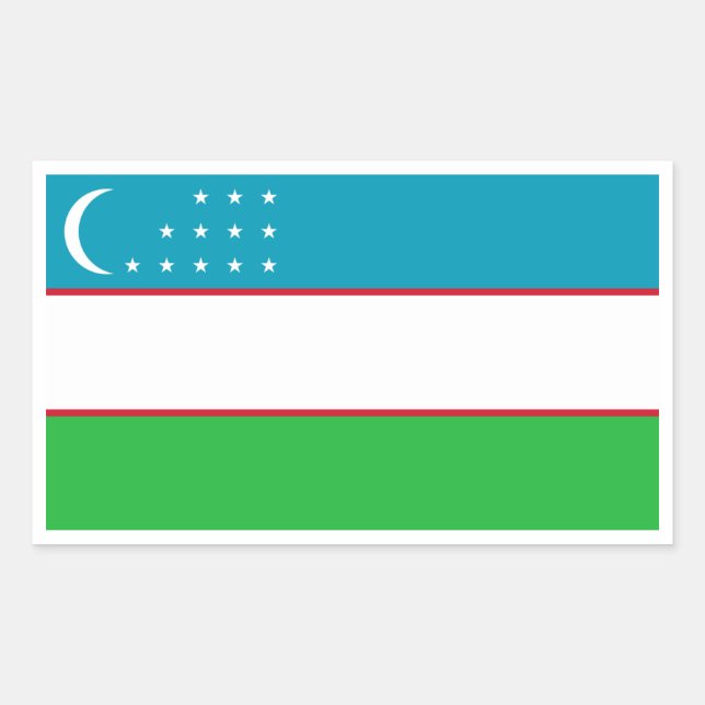 Uzbek Flag, Flag of Uzbekistan Rectangular Sticker (Front)