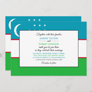 Uzbek Flag, Flag of Uzbekistan Wedding Invitation