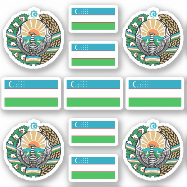 Uzbek national symbols / coat of arms and flag sti sticker (Front)