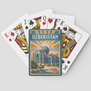 Uzbekistan Camel Illustration Travel Art Vintage Poker Cards