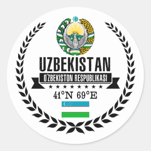 Uzbekistan Classic Round Sticker